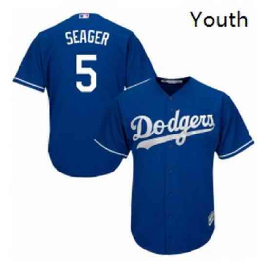 Youth Majestic Los Angeles Dodgers 5 Corey Seager Authentic Royal Blue Alternate Cool Base MLB Jersey